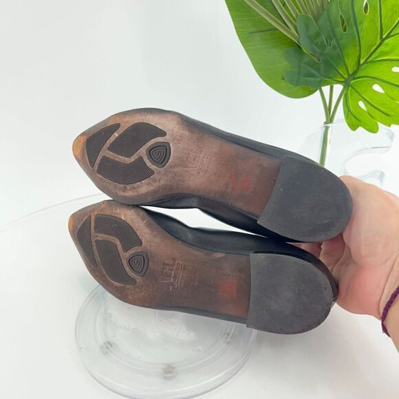 AGL Ballet Flats Women's Size 36.5 6.5 Pointed Black Leather Patent Cap Toe Shoe - Picture 10 of 13